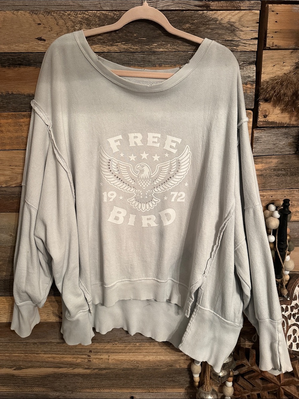 Free people Camden Sweatshirt , light blue drenching upcycle AWSOME choice